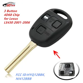 

KEYECU 3 Button New Replacement keyless entry Key Fob with 4D68 Chip for Lexus LS430 2001 2003 2004 2005 2006 FCC ID: HYQ12BBK
