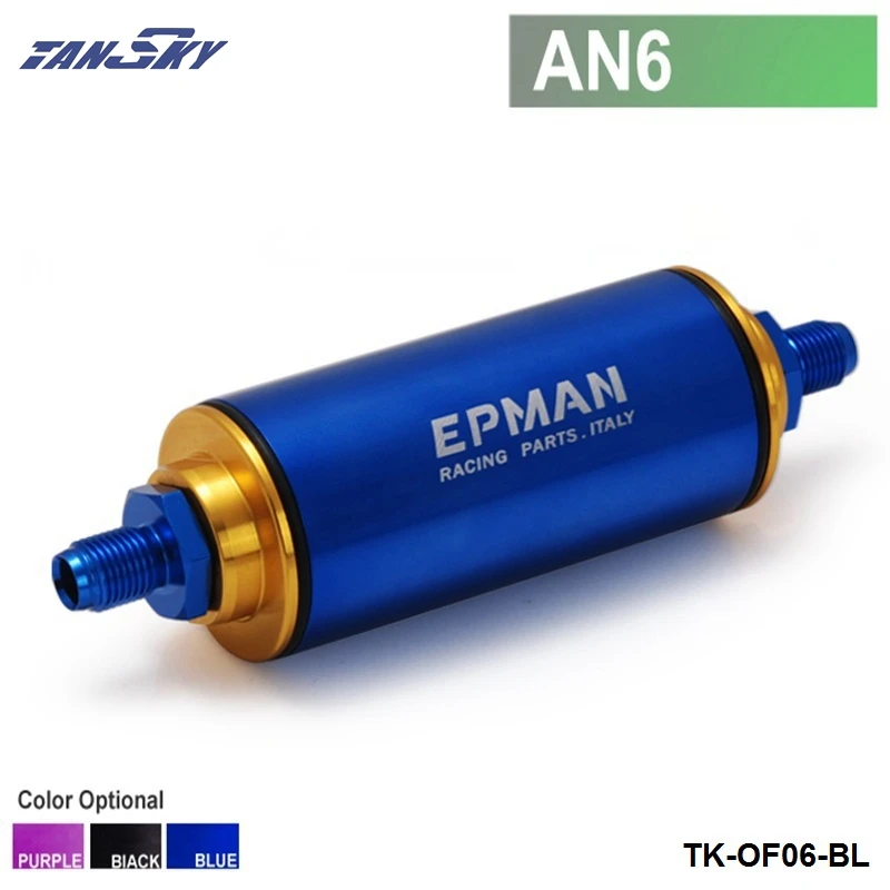 TANSKY - Racing Ready Inline Fuel Filter AN6 Blue with 100 Micron Element TK-OF06-BL