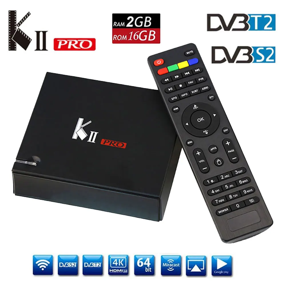 

DVB S2 DVB T2 MECOOL KII PRO Android 7.1 TV Box Amlogic S905D K2 PRO QuadCore 2G 16G Dual Wifi 2.4G/5G BT4.0 4K Support Newcamd