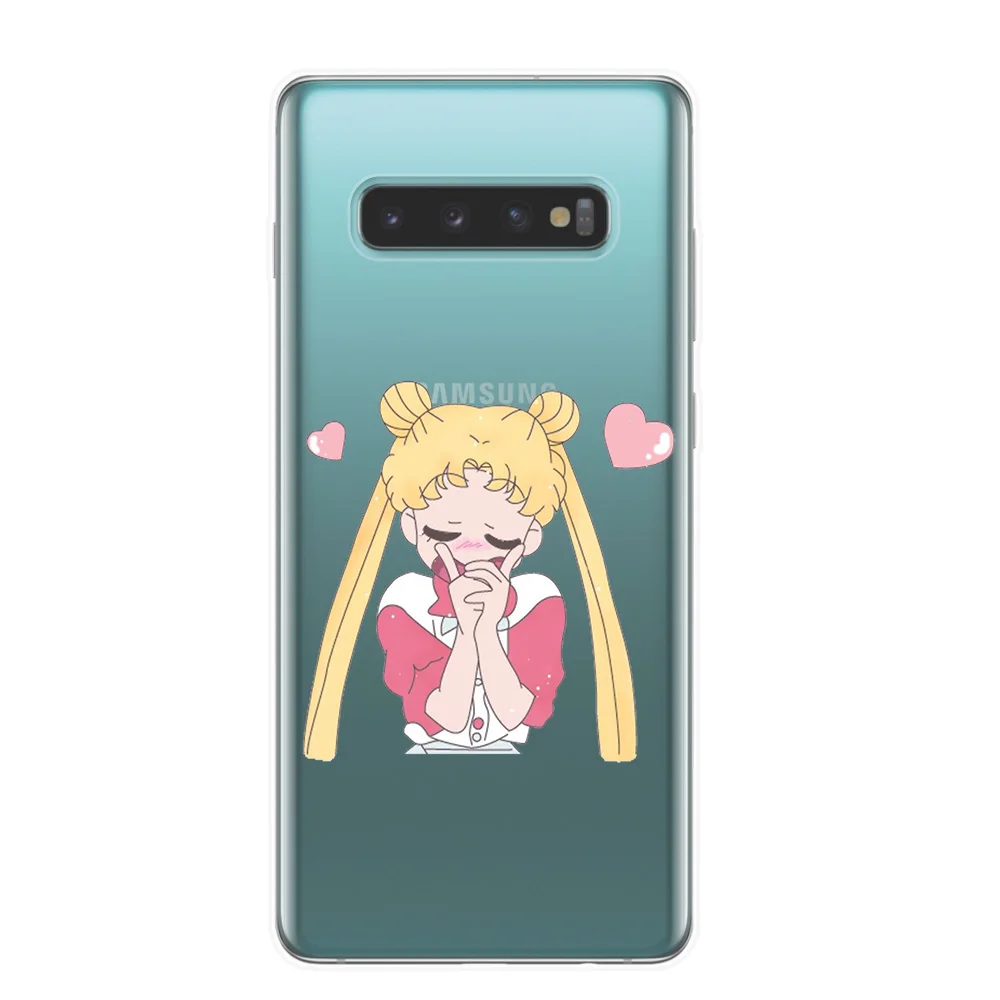 Чехол с японским аниме Kawaii Sailor Moon чехол для Samsung S6 S7 Edge S8 S9 S10 Plus S10E Lite рисунком в