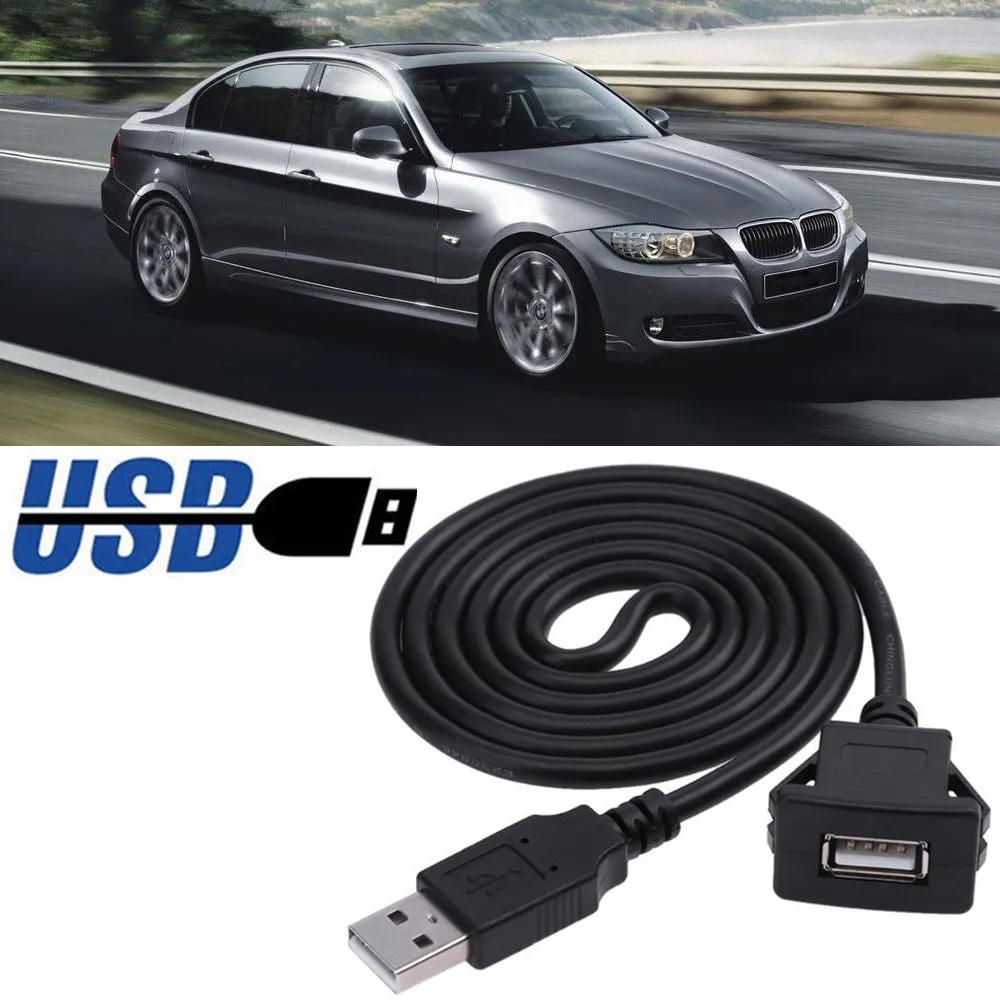 

1m/2m Car Dash Board Mount USB 2.0 Male To Female Socket Panel Extension Cable #1017