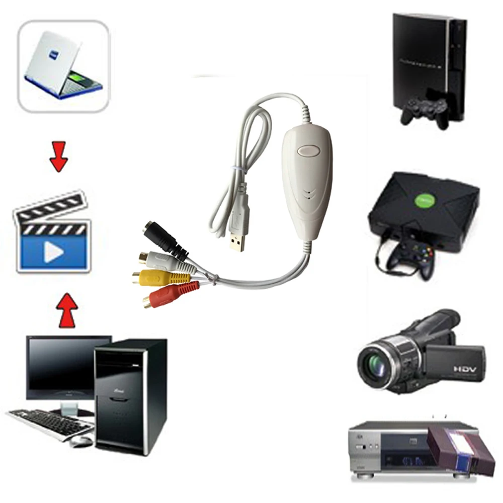 USB2.0 конвертер видео аудио захвата преобразование аналогового в цифровой