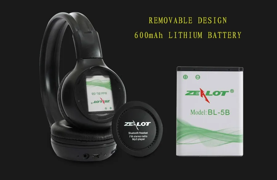 ZEALOT B570 стерео беспроводные наушники HiFi Bluetooth гарнитура с микрофоном ЖК-экран Micro-SD слот для смартфонов PC Gamer