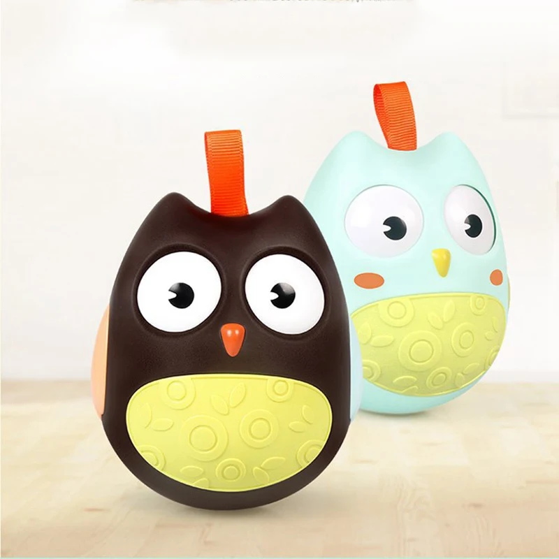 

Cute Baby Toys Nodding Moving Eyes Owl Doll Baby Rattles Gifts Baby Roly Poly Tumbler Toy With Bell Toys For Children hot