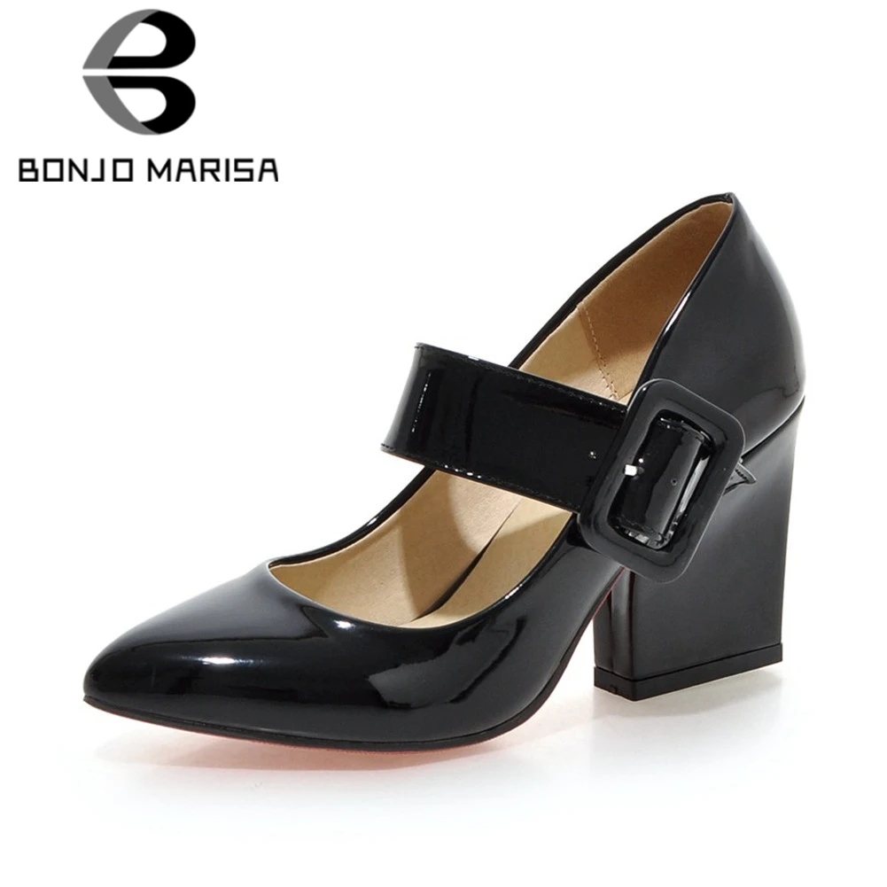 

BONJOMARISA 2020 Big Size 33-43 Spring Autumn Elegant Shallow Women High Heels Mary Janes Pumps Office Ladies Work Shoes Woman