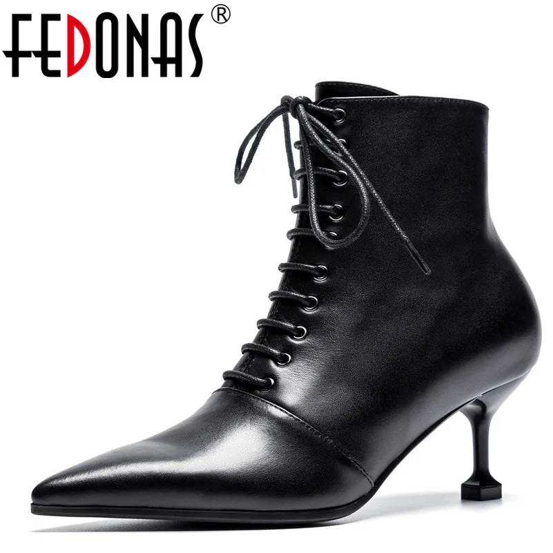 

FEDONAS New Autumn Winter Women Ankle Boots Cow Leather Suede Female Zipper Martin Boots Vintage Fashion Pointed Toe Shoes Woman