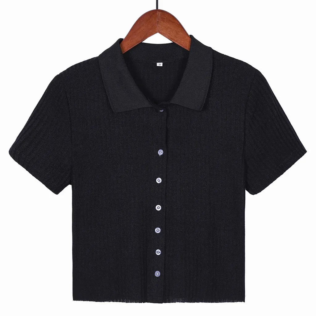 Женская Винтажная футболка с отложным воротником Camiseta Mujer, черная футболка с отложным воротником, лето 2019|Футболки| | АлиЭкспресс