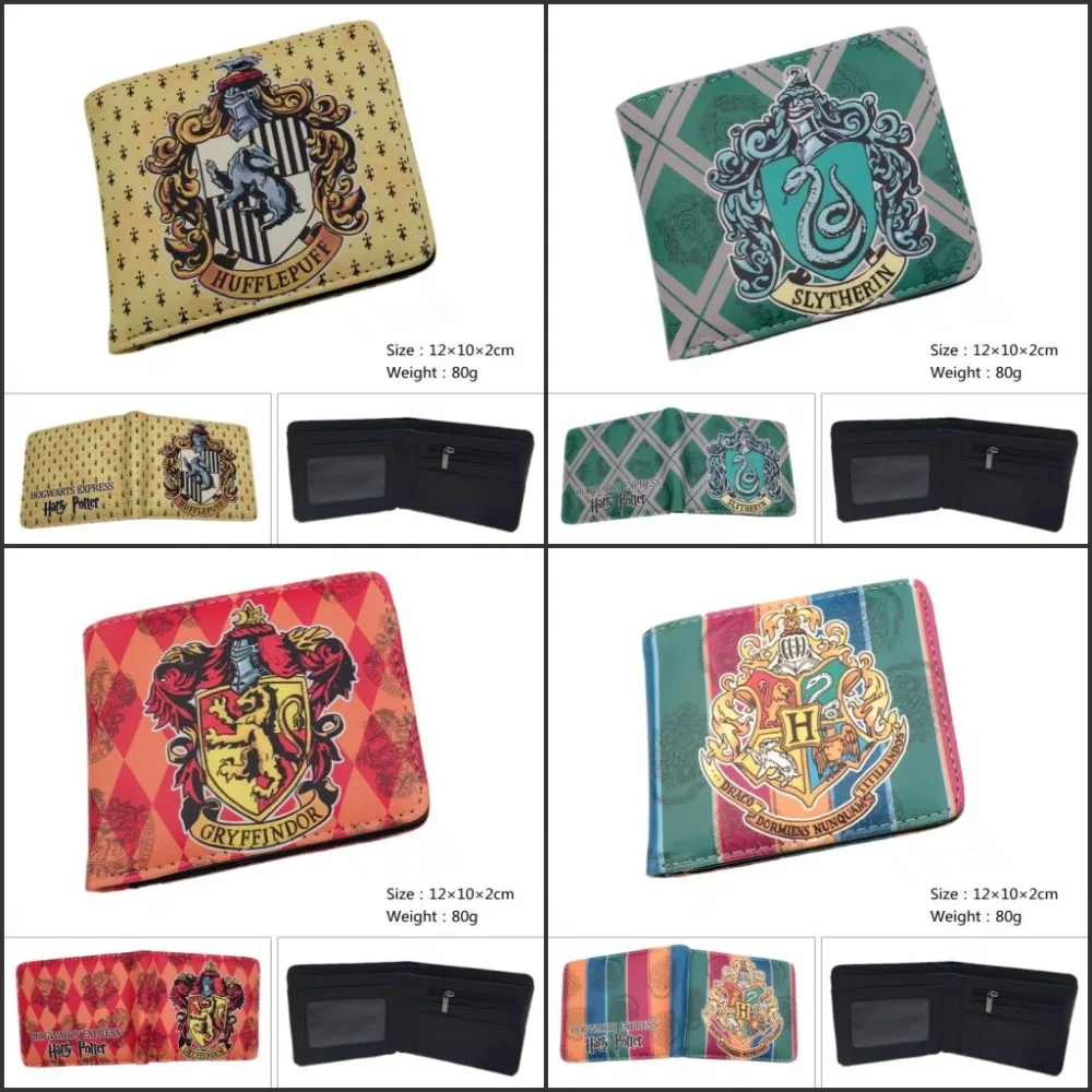 

New Design Harry Potter Wallet Hogwarts Cartoon Wallet Gryffindor Slytherin Hufflepuff Anime Mens Wallets Coin Purse for Young