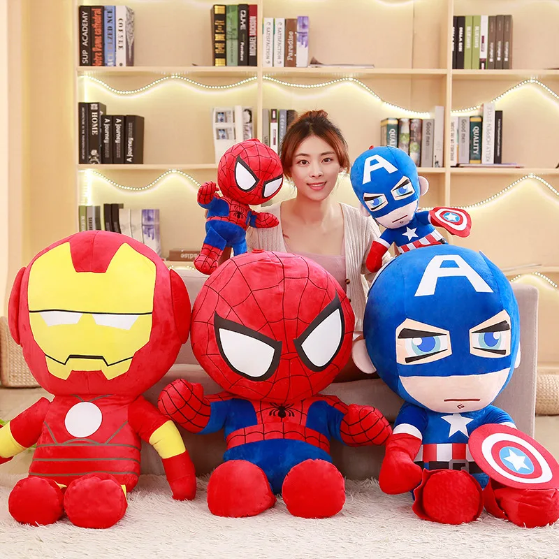 Marvel, Мстители, Капитан Америка, Железный человек, Человек-паук, плюшевая игрушка, мягкая кукла, подарок на день рождения для детей, мальчиков, 25-50 см