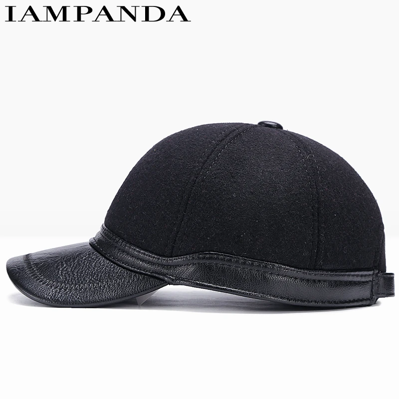 Iampanda бренд 2017 супер теплый Бейсбол крышка на осень зиму Шапки Snapback сплошной цвет