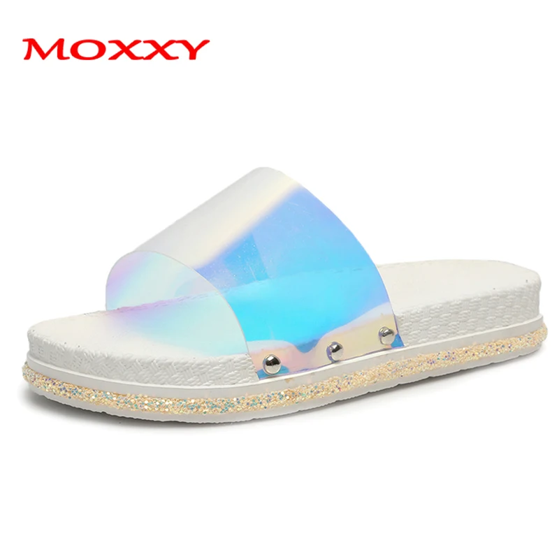

Ladies Bling Platform Slippers Women Sandals Flat Indoor Outdoor Slippers Beach Blue Yellow Summer Soft zapatos de mujer 2019