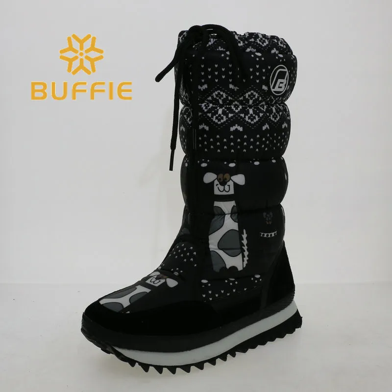 

Female straight-leg boots EVA flat with outsole short curling fur black background no-slip cow suede leath tape free shipping