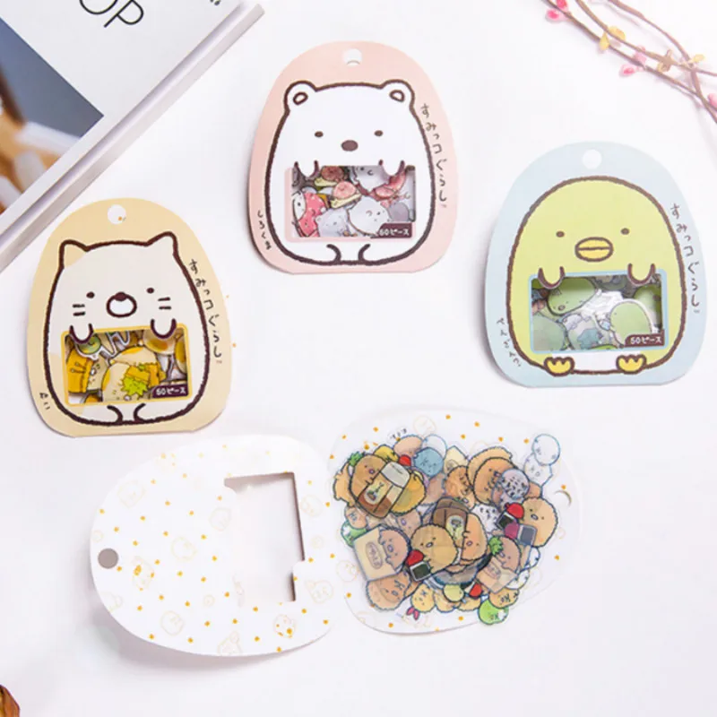 

4 Pack new cute Cartoon PVC Stickers Cat Bear Stickers For Diary Decoration Transparent Scrapbooking Calendar Album Decor