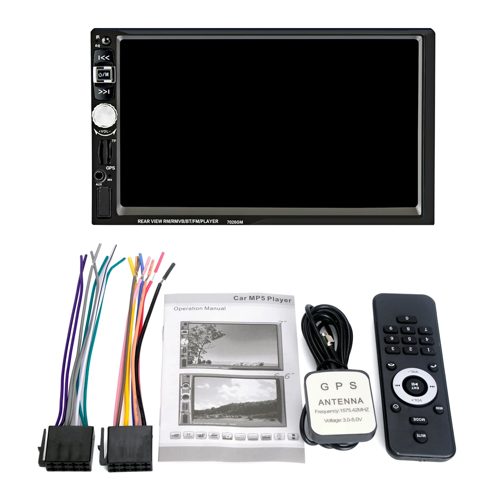 Cheap 7026GM Car MP5 Player With GPS function 7" HD 2 Din Touch Screen Bluetooth Steering Wheel Control Support TF USB AUX FM Radio 5