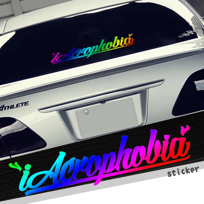 i Acrophobia Car Stickers Vinyl Reflective Auto Decals Windshield illusion Color