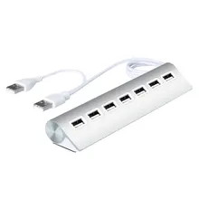Leadzoe High Speed 7-Port Aluminum USB Hub with 2-Foot Shielded Powered Y-Cable for iMac, MacBooks, PCs and Laptops