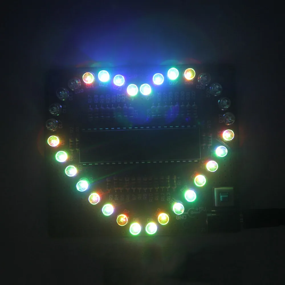 DIY набор в форме сердца светодиодный красный синий красочный световой модуль любовь вода электронный мигающий набор Прямая