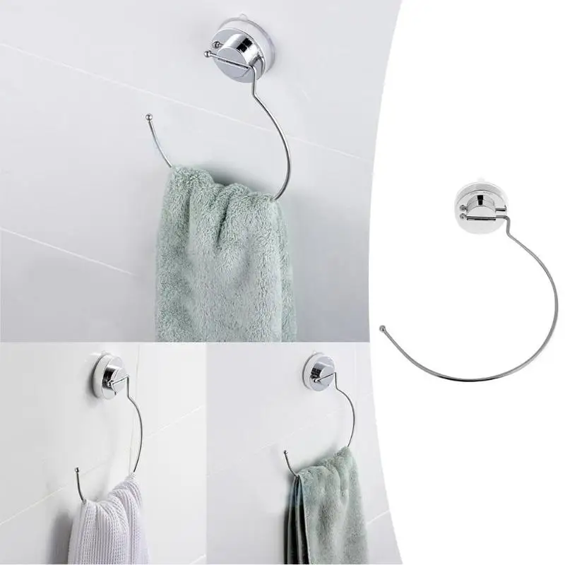 

Ring Shape Vacuum Suction Cup Towel Shelf Stainless Steel Suction Cup No Trace Installation Bathroom Towel Holder Rack Bar
