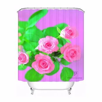 

Custom Romantic Rose Bathroom Acceptable Shower Curtain Polyester Fabric Bathroom Curtain #180320-01-160