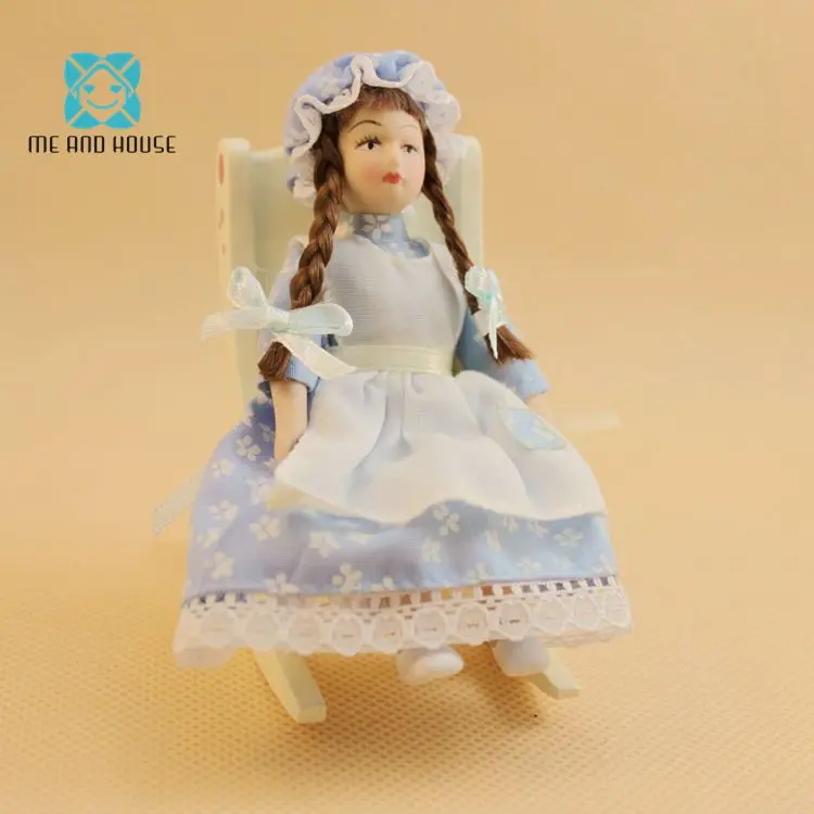 Кукольный Миниатюрный фарфоровая кукла милое платье модель Мини Рисунок девушка 1/12 весы куклы украшения