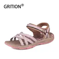 GRITION Beach Sandals Women Summer Outdoor Flat Sandals Ladies Outdoor Beach Shoes Lightweight Breathable Walking Hiking Sandals