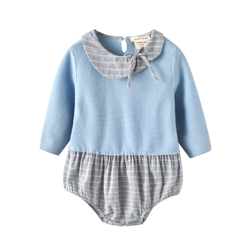 New Arrivals 2017 Autumn Newborn baby girl bodysuit long sleeve Knitted Baby Clothes 0 18M