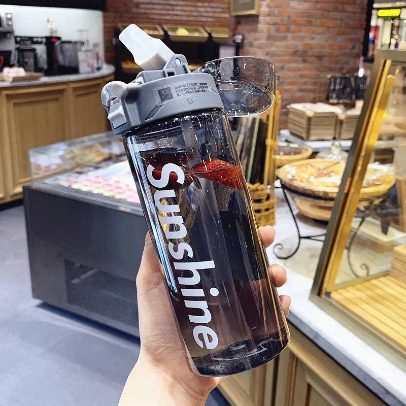 

Fashion Look Sport Water Bottle for Basketball Football Camping Hiking Student Use Tritan Material with Straw and Rope