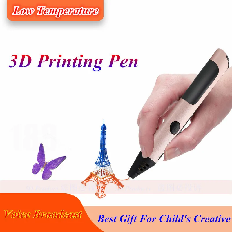 

3 Color Low Temperature 3D Pens Voice Broadcast 3D Printing Pens Can Add Filament Best Birthday Gift For Child 3D Pen For Gifts