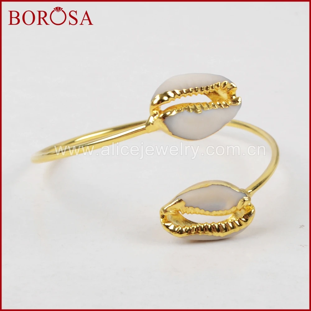 BOROSA 1 шт. Новое поступление золотистого цвета натуральный морской cowrie браслет в