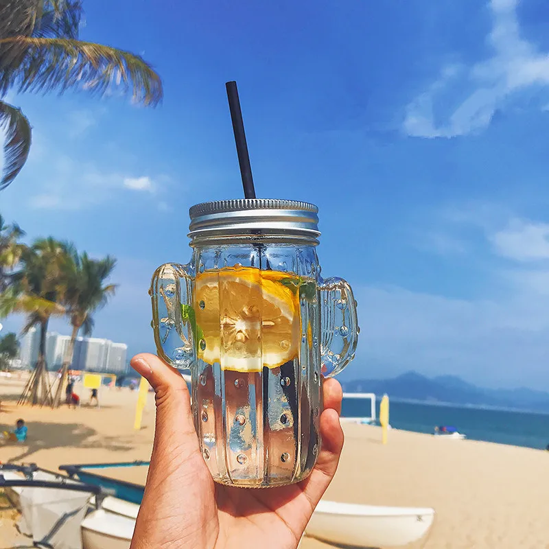 Ruida Creative Small Fresh Cactus Shape Straw Glass Cup High Temperature Resistant Fruit Teacup Summer Transparent Glass Cup Ruida Creative Small Fresh Cactus Shape Straw Glass Cup High Temperature Resistant Fruit Teacup Summer Transparent Glass Cup