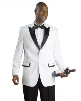

White men's double button formal suit design South men's black pants with white jacket men's business formal wear men's wedding