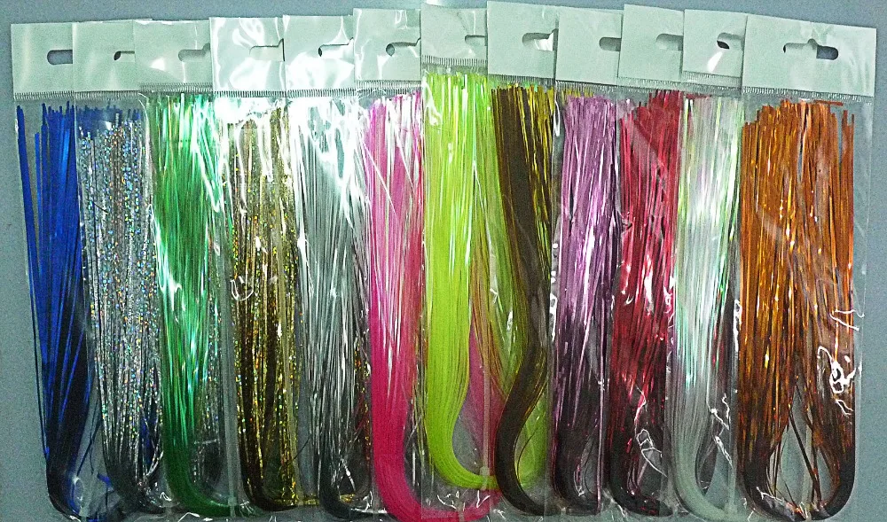 

12 Colors, 12 Packs Magnum Flashabou, 1mm Tinsel, Fly Tying Jig Lure