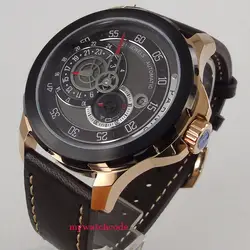 44 мм Parnis черный циферблат Дата PVD корпус сапфировое стекло miyota автоматические мужские часы