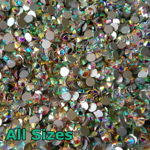 2028NoHF Crystal AB Rhinestone for Nails Art All Sizes SS3-SS20-SS40 Sew Strass Stones and Crystals Glass Rhinestones