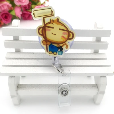 1pc Cute Cartoon Retractable Badge Reel Pull ID Card Badge Holder Belt