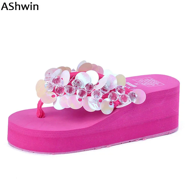 glitter wedge flip flops