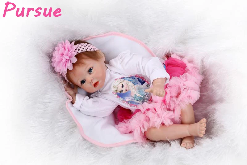 Pursue 22 inch Blue Eyes Reborn Babies Lifelike Baby Dolls Silicone Reborn Toddler bebe reborn com corpo de silicone 55cm Reborn