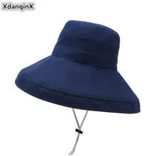 XdanqinX Лето г. для женщин ведро шапки элегантный модная пляжная шляпа для складной негабаритных козырек взрослых Женщина защита от