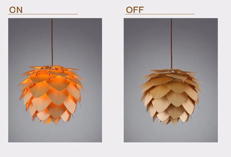 Современные подвесные светильники Pinecone, кухонная лампа для столовой, гостиной, ресторана, светодиодный светильник в стиле лофт, винтажная деревянная лампа