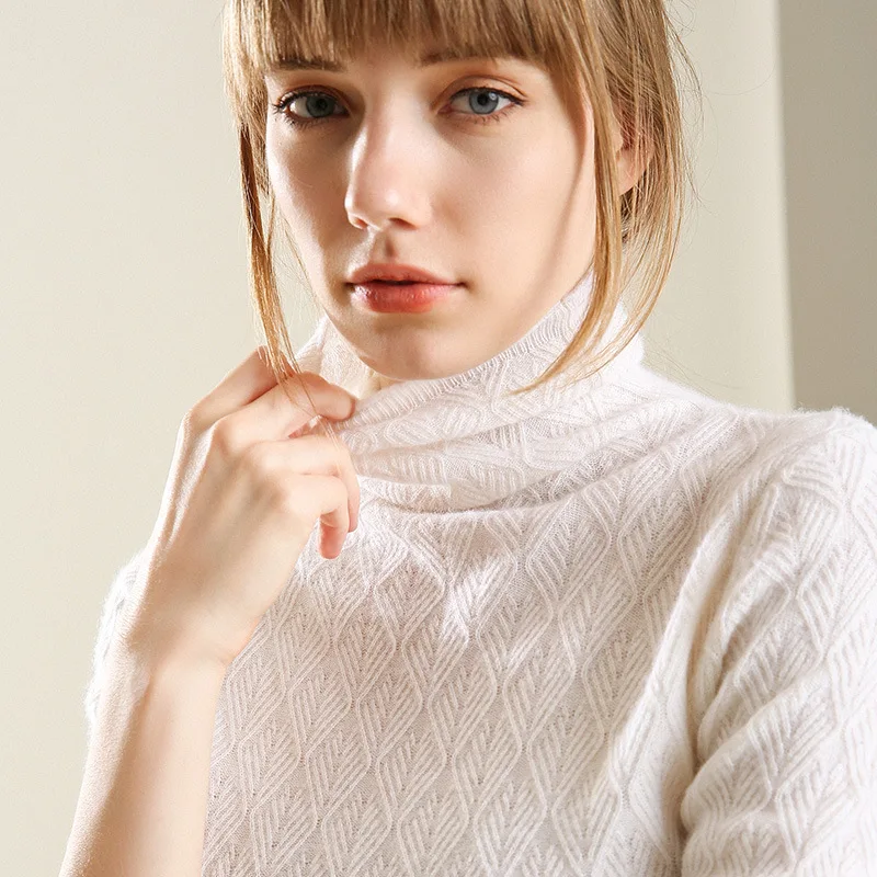 2018 High Neck Women Pullover Sweaters Autumn-Winter Women Wool Warm Geometric Knitted Fashion Sweaters Casual Pullovers Woman 2018 High Neck Women Pullover Sweaters Autumn-Winter Women Wool Warm Geometric Knitted Fashion Sweaters Casual Pullovers Woman