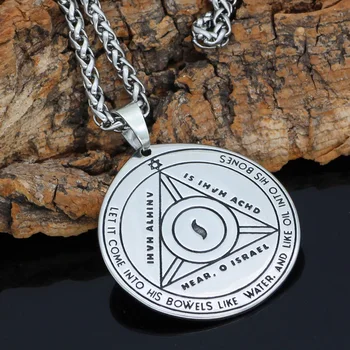 

Talisman Pentacle of Solomon Seal Wiccan Pagan Hermetic Enochian Kabbalah Pendant necklace -Stainless steel