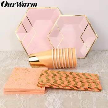 

Pink Birthday Party Disposable Tableware Champagne Cup Plate Straws 1st Birthday Party Decor Kids Baby Shower Party Supplies