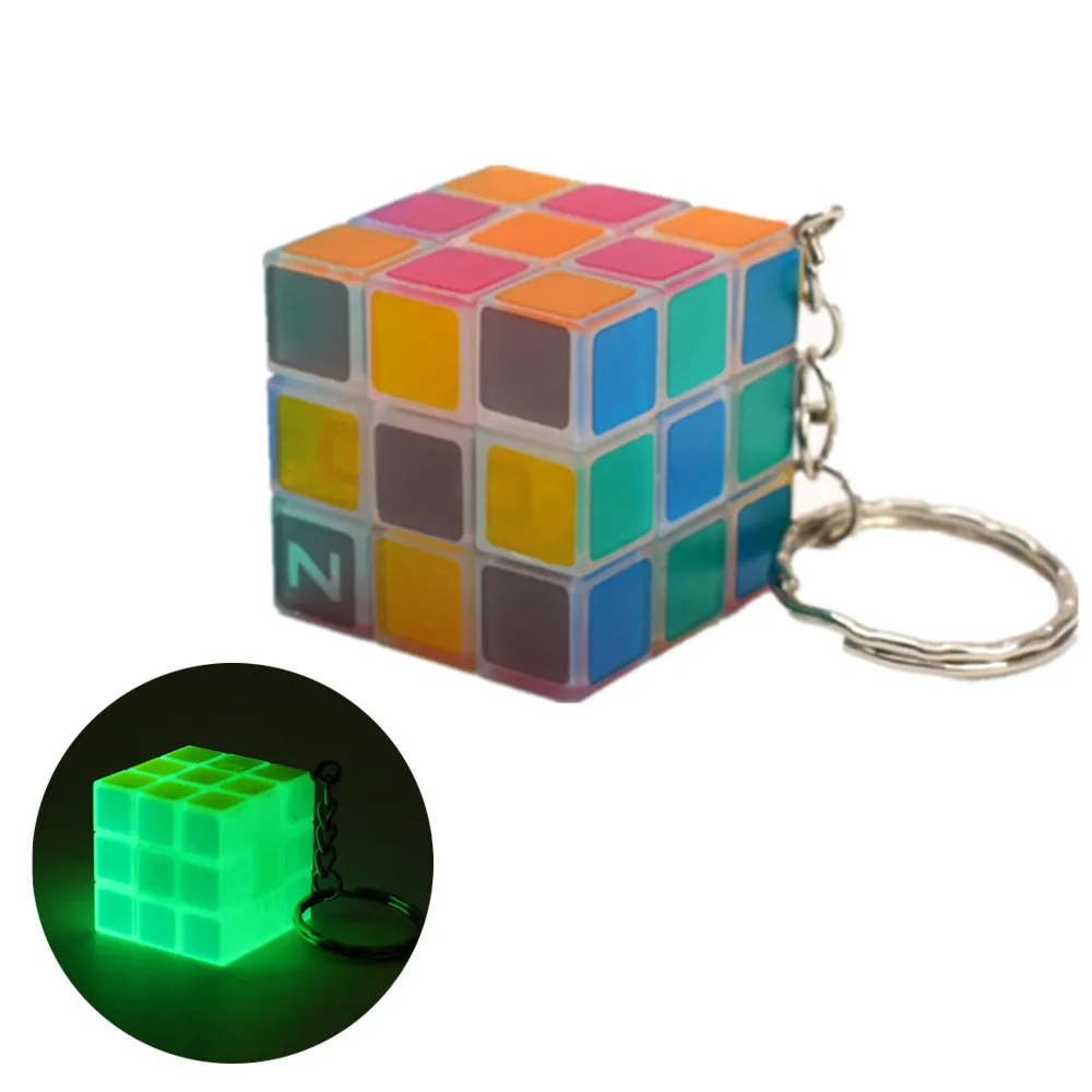 Z-Cube светятся в темноте 3x3x3 мини Magic Cube Puzzle игрушки световой магический куб фосфоресцирующий дети образования игрушка в подарок с брелок