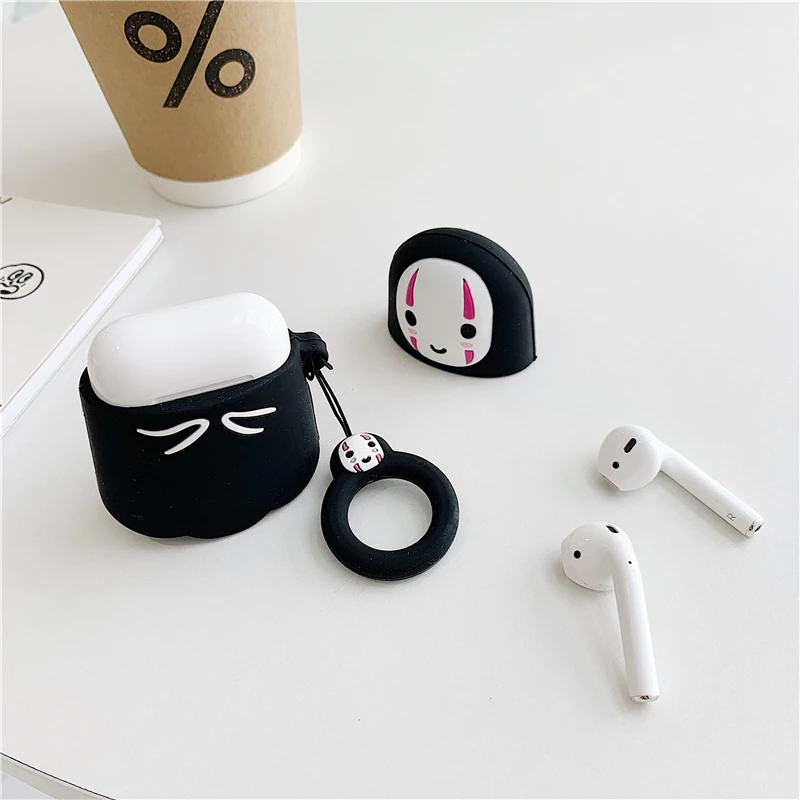 Японская анимация No Face Man чехол для Apple airpods 2 1 аксессуары коробка с палец Анти-потери кольцо мягкое Силиконовое Funda
