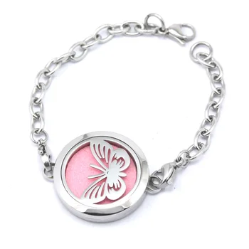 

2017 New DIY Fashion Jewelry Glaze Insect Butterfly Stainless Steel Essential Oil Diffusing Perfume Locket Bracelet