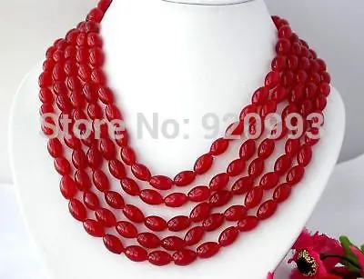 

FREE SHIPPING>>> Wholesale&fast P&P**Long 100" 12mm nature ellipse red jade necklace