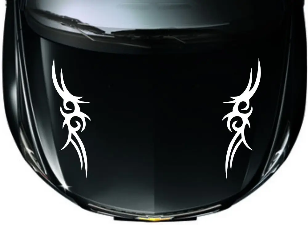 Car Styling for 2Pcs Car Racing stripes Hood Decals Vinyl Decor sticker