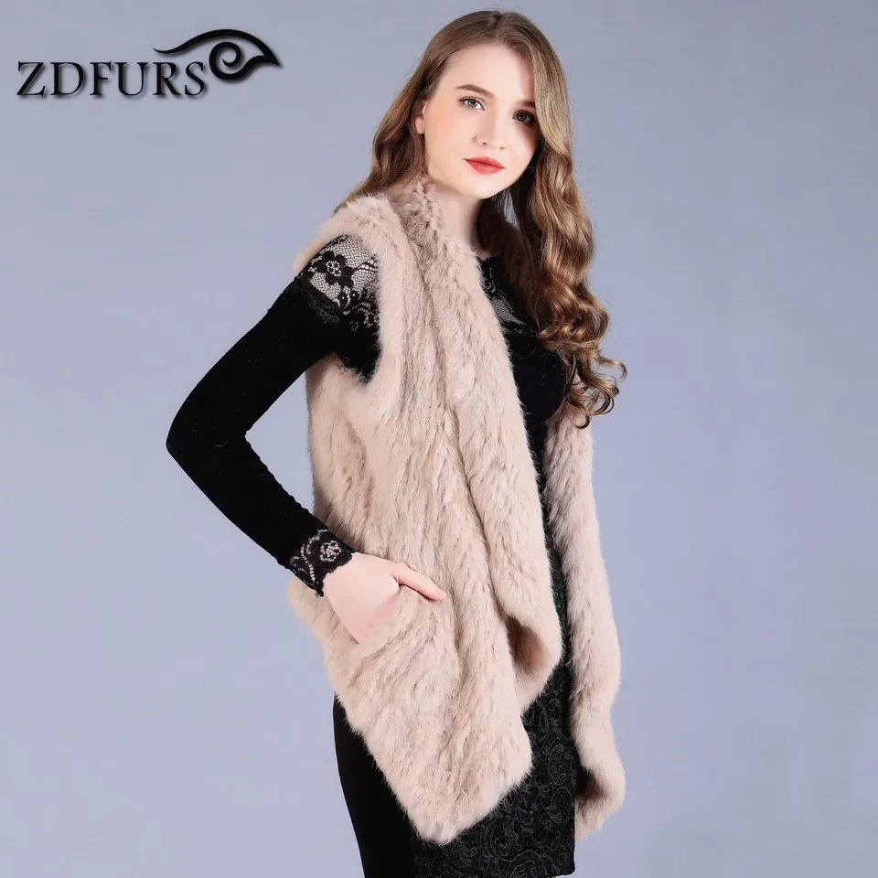 Grey De black Lapin Gilets À Fourrure Femmes Tricoté Tricot Powder Manches nature nature lotus Double Zdfurs Grey Fait Nouveau Brown Main Beige 165010 face Sans dark Gilet Hiver Zdkr La 10nzq4w