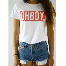 OHBOY Printing Women T-shirt Tops New Fashion Summer Style Tees T shirts Woman Harajuku White Woman Clothing