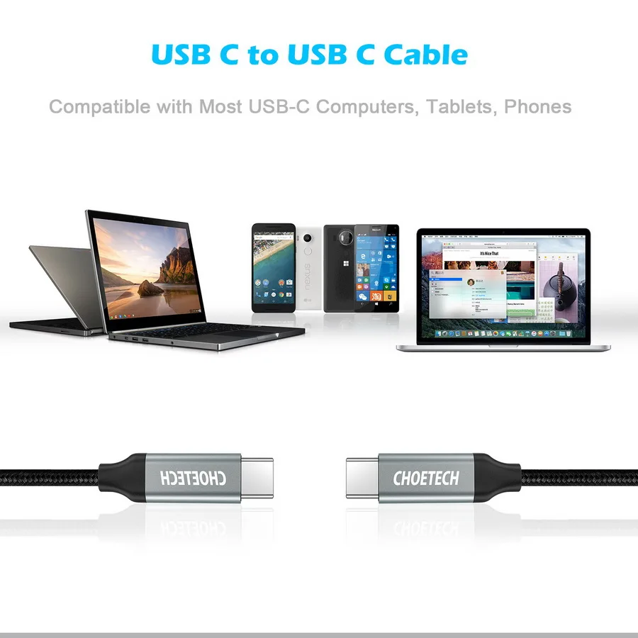 CHOETECH кабель usb type-C для быстрой зарядки и передачи данных кабель USB C-type C 3,3 фута/1 м для samsung S10 S8 телефонный кабель для Xiaomi huawei